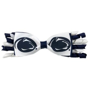 white ribbon bow with repeating Penn State Athletic Logos and small curly spyro ribbons
